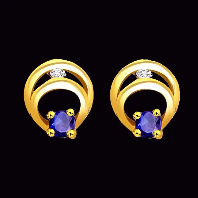 Moonlight Magic 0.06cts Classic Diamond & Sapphire Gold Earrings (ER284)