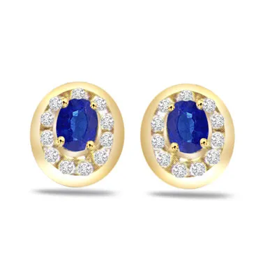 Dew Drop Delight 0.22ct Classic Diamond & Sapphire Gold Earrings -Dia & Gemstone