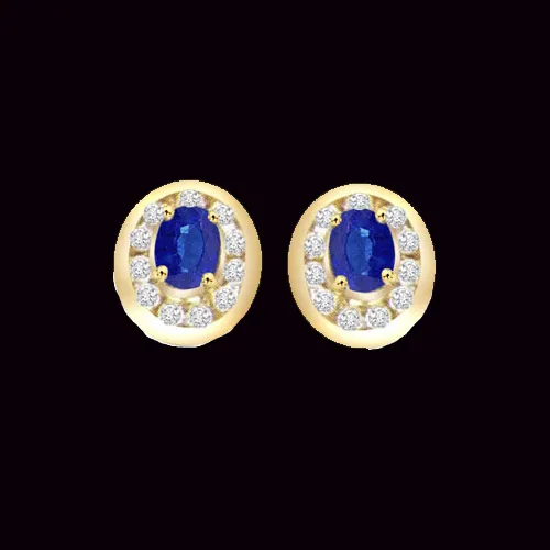 Dew Drop Delight 0.22cts Classic Diamond & Sapphire Gold Earrings (ER285)