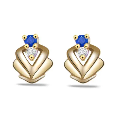 Sparlking Entice 0.06ct Fine Sapphire & Diamond Earrings -Dia & Gemstone
