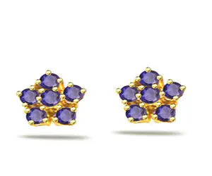Flower of Sapphire 0.36ct Sapphire Kudajodi Earrings -Dia & Gemstone