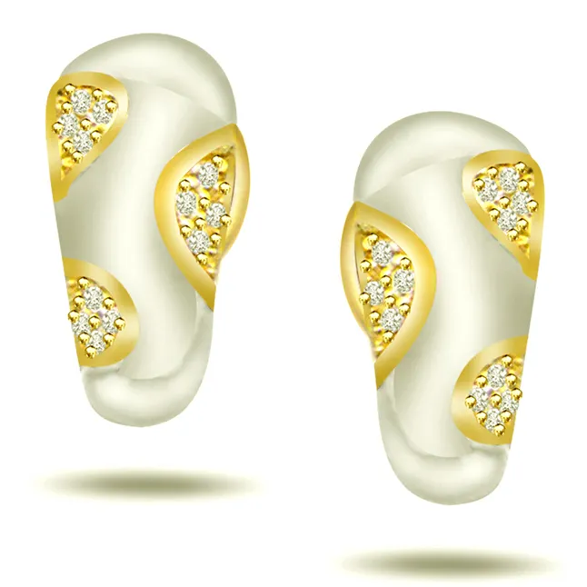 Sunny Side Up 0.24ct Two Tone Diamond 18kt Gold Earrings -Designer Earrings