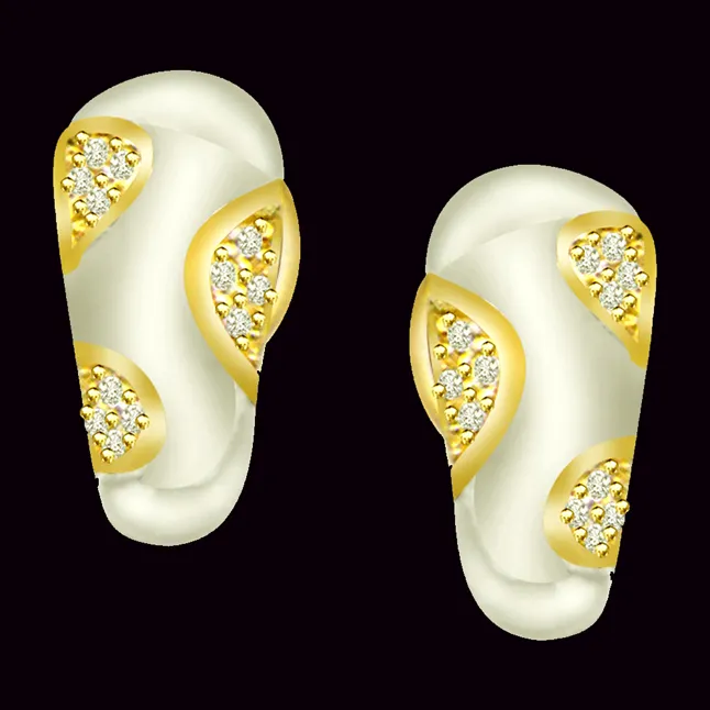 Sunny Side Up 0.24ct Two Tone Diamond 18kt Gold Earrings -Designer Earrings
