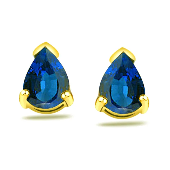 2.00 ct Pear Shape Sapphire Earrings -Dia & Gemstone