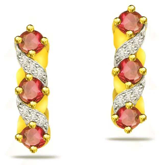 0.36 ct Diamond & Ruby Earrings -Dia & Gemstone