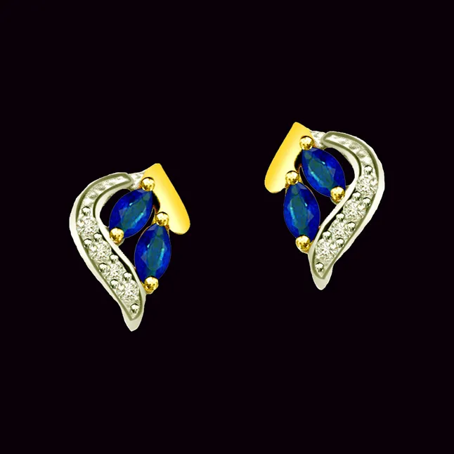 0.16cts Diamond & Marq Sapphire Earring (ER305)