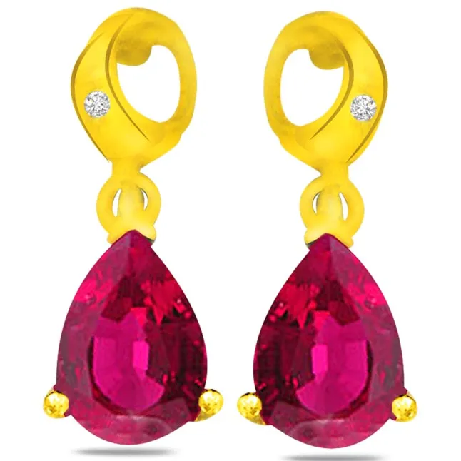 Fine Diamond & Ruby Earrings ER307 -Dia & Gemstone
