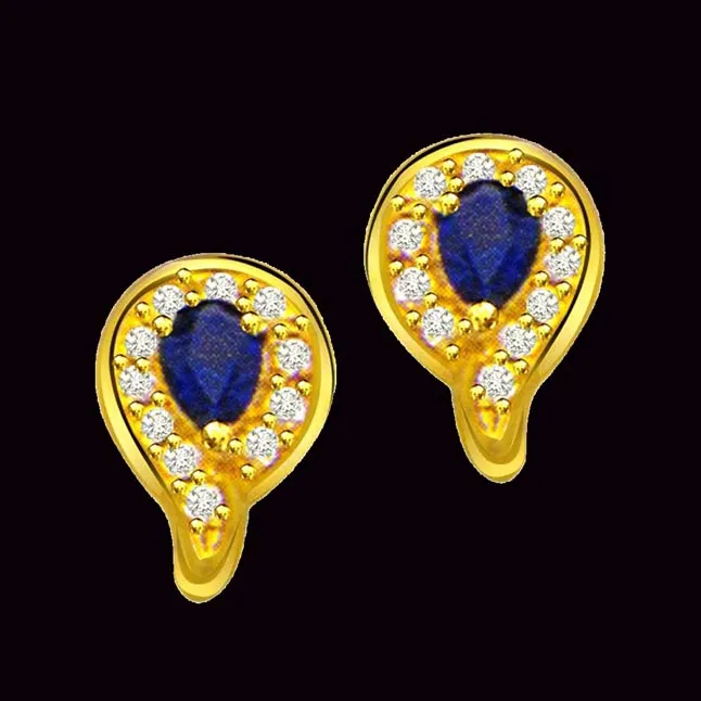 0.15cts Diamond & Pear Sapphire Earring (ER312)