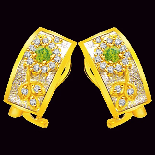 0.60 ct Diamond & Emerald Earrings -Dia & Gemstone