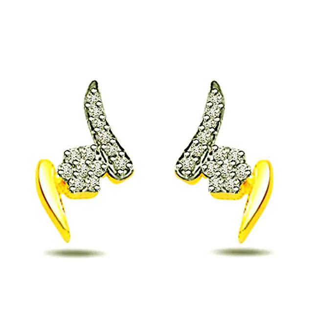 0.26ct Diamond Fancy Earrings -Two Tone Earrings