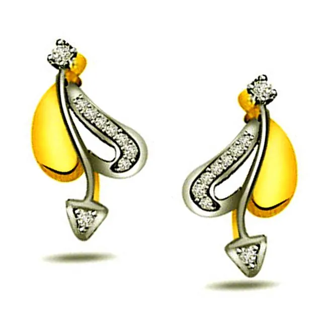 0.09ct Diamond Two -Tone Earrings -Two Tone Earrings