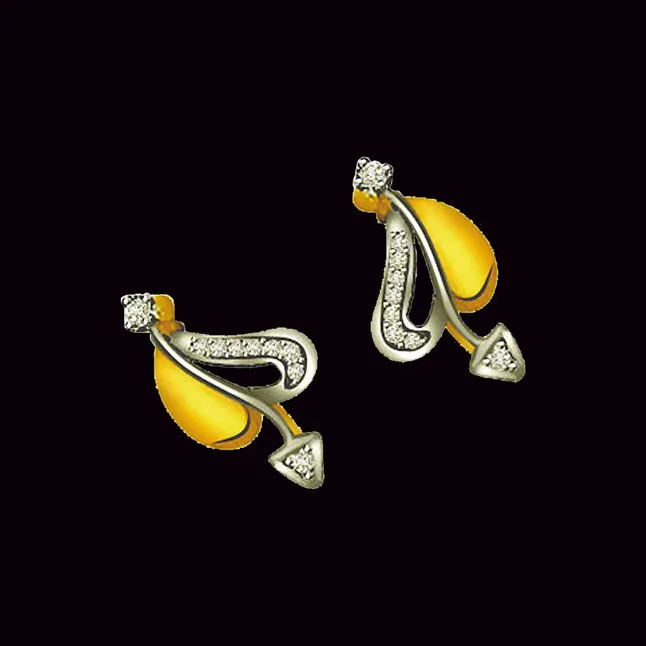 0.09ct Diamond Two -Tone Earrings -Two Tone Earrings