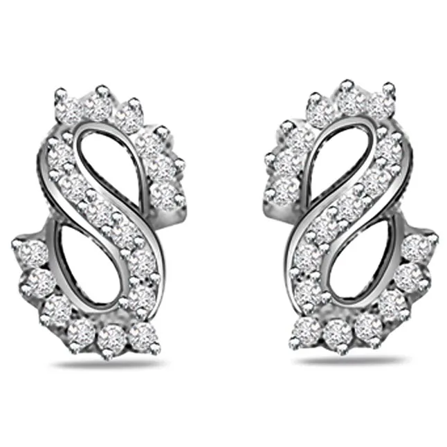 0.75ct Trendy Diamond White Gold Earrings -Designer Earrings