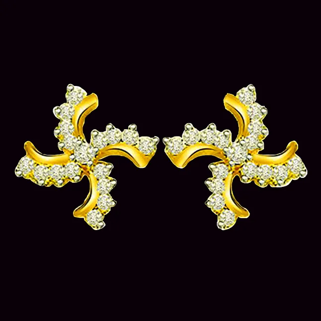 Golden Swastik 0.70cts Diamond Fancy Earring (ER332)