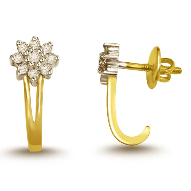 0.50 cts Diamond Solitaire Earrings -Flower Shape Earrings