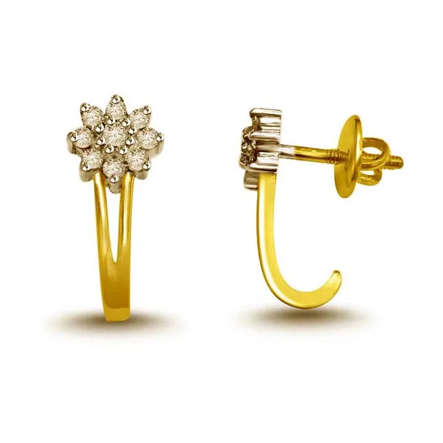 0.50 cts Diamond Solitaire Earrings -Flower Shape Earrings