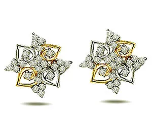 0.50 cts Two Tone Diamond Earrings -Two Tone Earrings