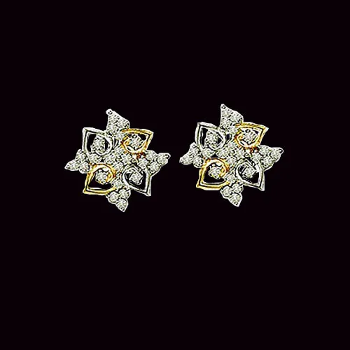 0.50 cts Real Two Tone Diamond Earrings (ER341)
