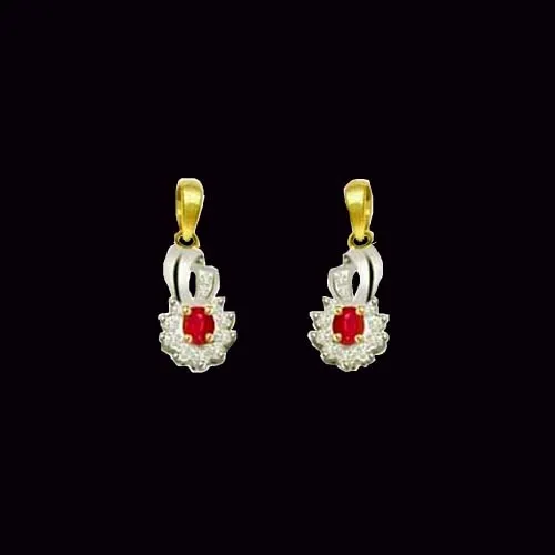 0.22 cts Diamond & Ruby Earrings (ER351)