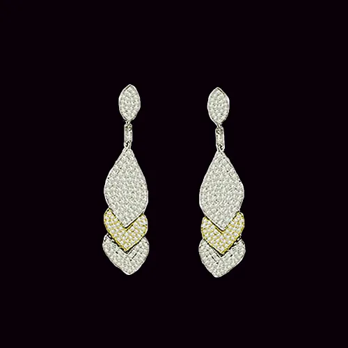 1.50ct Diamond Hanging Earrings in Two Tone Gold
