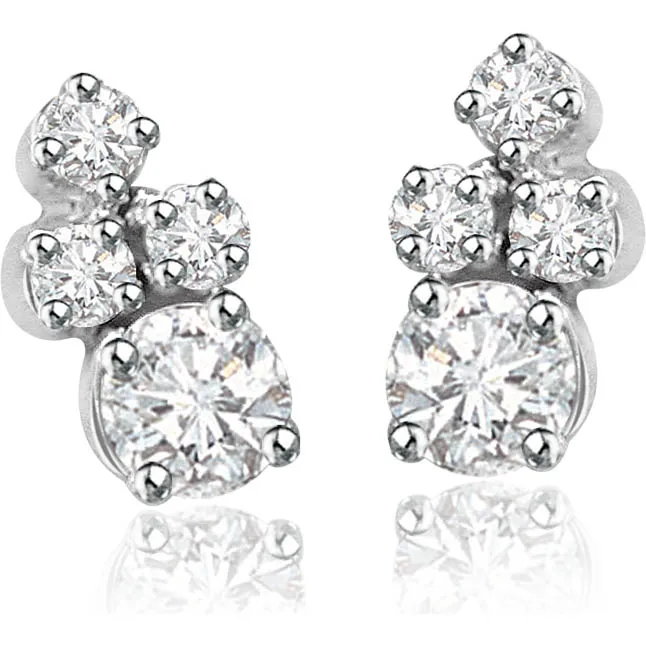 Mysterious Girl 0.20cts Real Diamond Earrings -White Rhodium