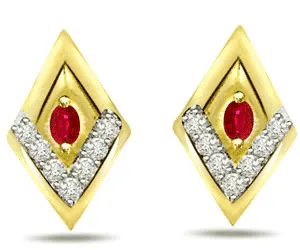 Traditional Diamond Ruby Earrings -Geometrical