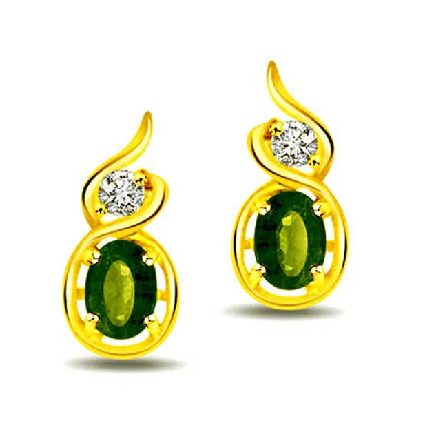 0.38 cts Diamond & Emerald Earrings -Dia & Gemstone