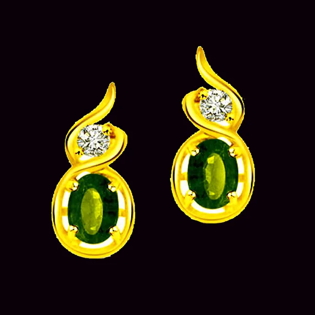 0.38 cts Diamond & Emerald Earrings (ER363)