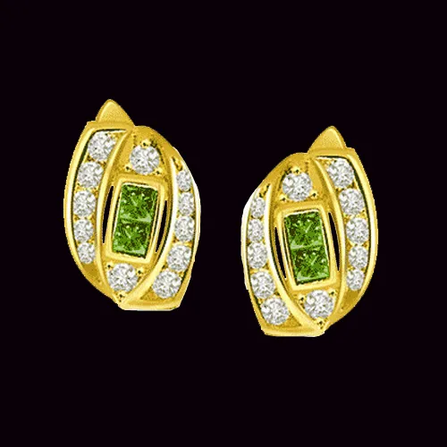 0.52cts Princess Emerald Diamond Earring in 18K Gold (ER365)