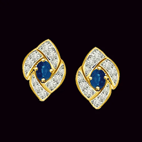 0.54cts Fine Oval Sapphire and Diamond Earring (ER366)