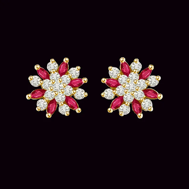 1.00 cts Diamond Ruby Earrings (ER367)