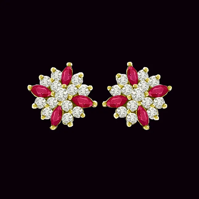 0.64 cts Diamond Ruby Earrings (ER372)