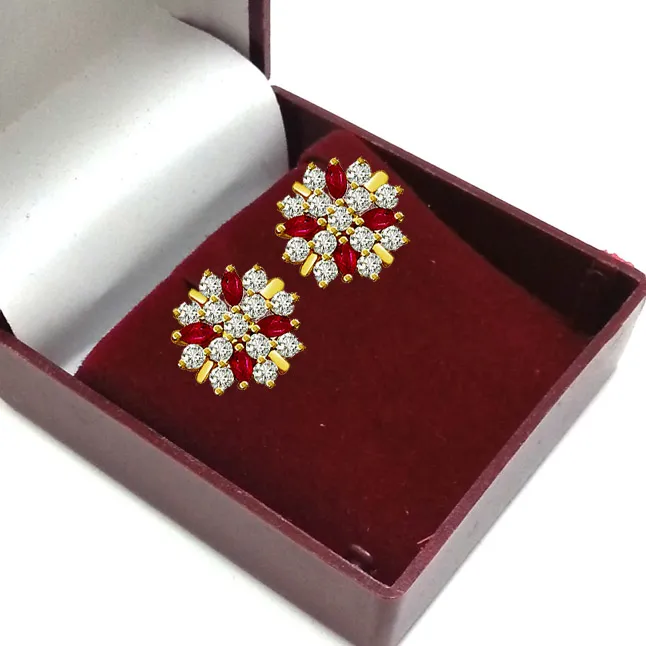 0.80 cts Diamond Ruby Earrings (ER376)