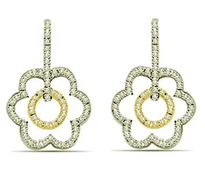 0.80 cts Two Tone Diamond Earrings -Two Tone Earrings