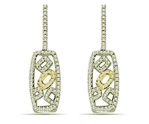 1.00 cts Two Tone Designer Diamond Earrings -Two Tone Earrings