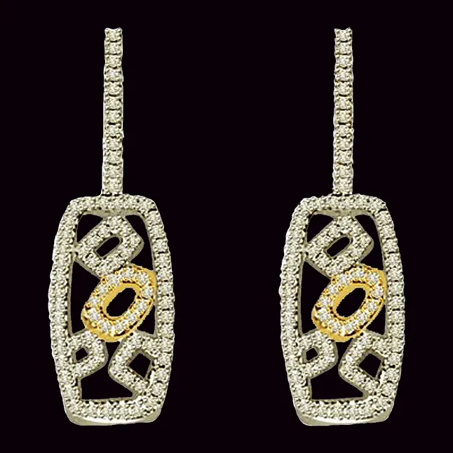 1.00 cts Two Tone Designer Diamond Earrings -Two Tone Earrings