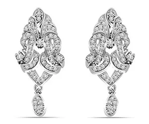 1.00 cts White Gold Diamond Hanging Earrings