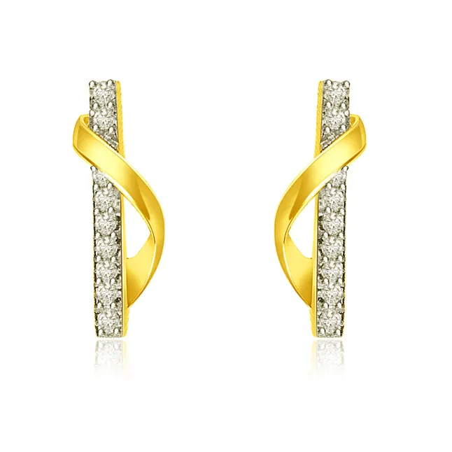 0.30 cts Trendy Diamond & 18k Gold Earrings -Designer Earrings
