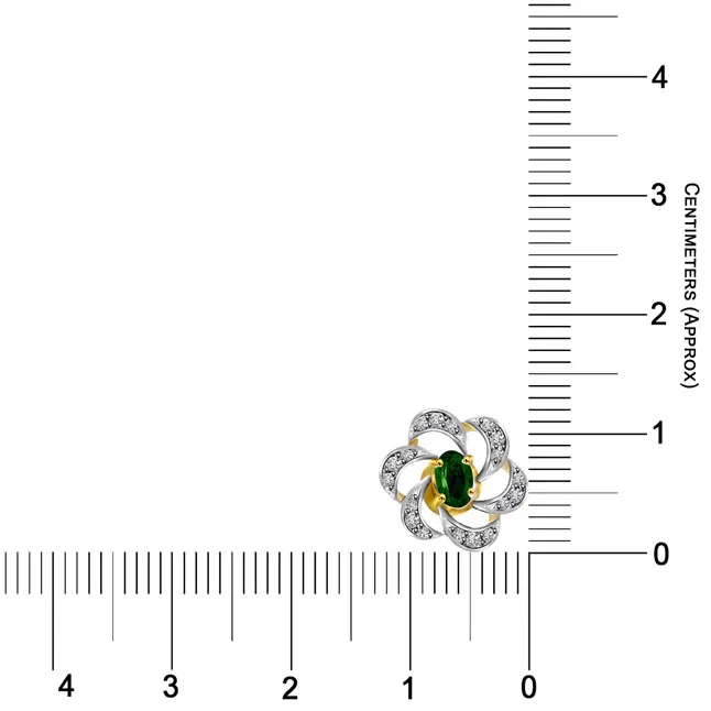 0.25 cts Two Tone Diamond & Emerald 18K Earrings (ER399)