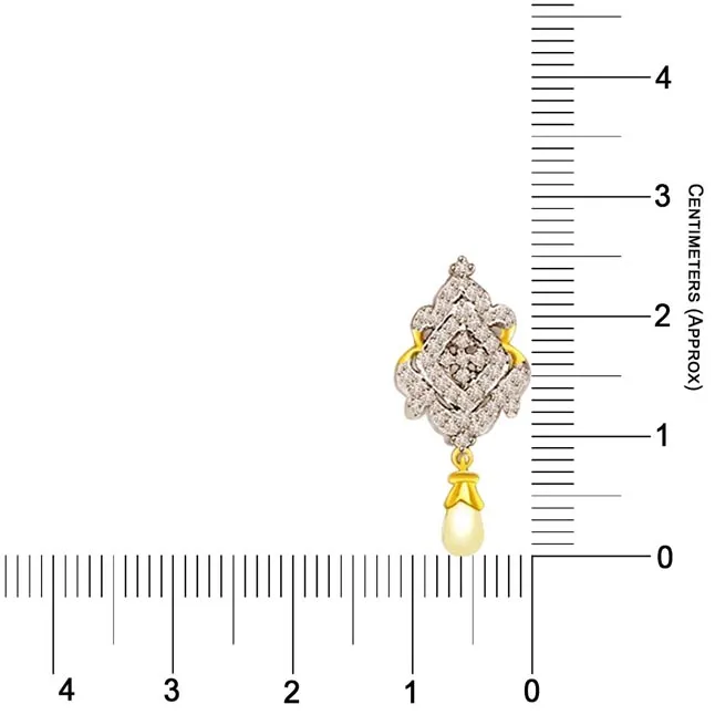 1.00 cts Two Tone Diamond & Pearl Hanging Earrings (ER408)