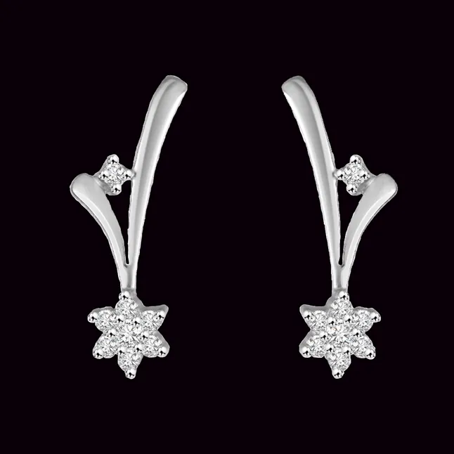 0.16 cts Flower Design Diamond 14K Earrings (ER411)