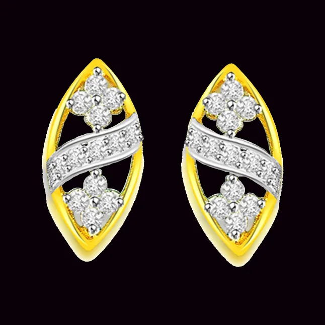0.40 cts Diamond Two Tone 18K Earrings (ER413)