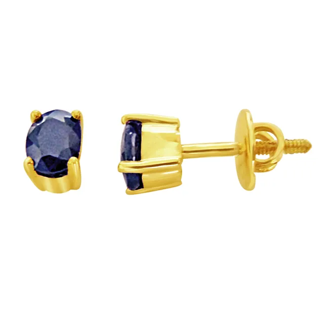 0.88 cts Sapphire 18k Gold rings -Gemstone Earrings