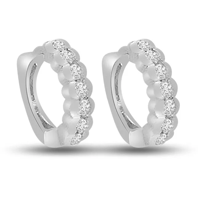 0.28 cts Diamond & 14K White Gold Earrings -Balis & Hoops