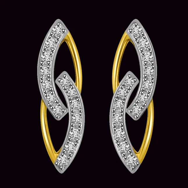 In My Arms Two Tone Gold & Diamond Earrings for My LOVE (ER422)