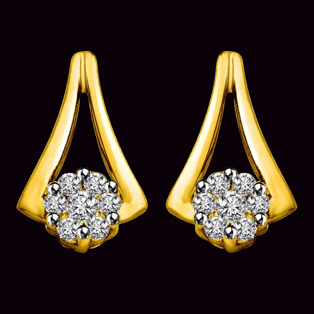 Fragrence of  my Love 0.28cts Diamond & Gold Earrings (ER424)