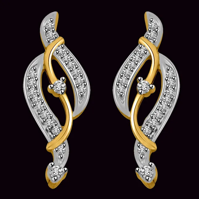 Music of Love Two Tone Gold & Diamond Earrings for Her