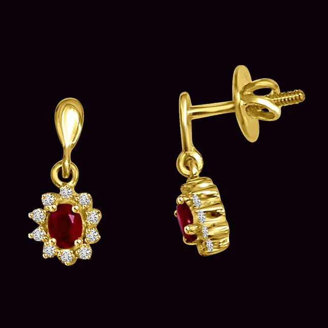 Butterfly Sticks Diamond & Ruby Earrings