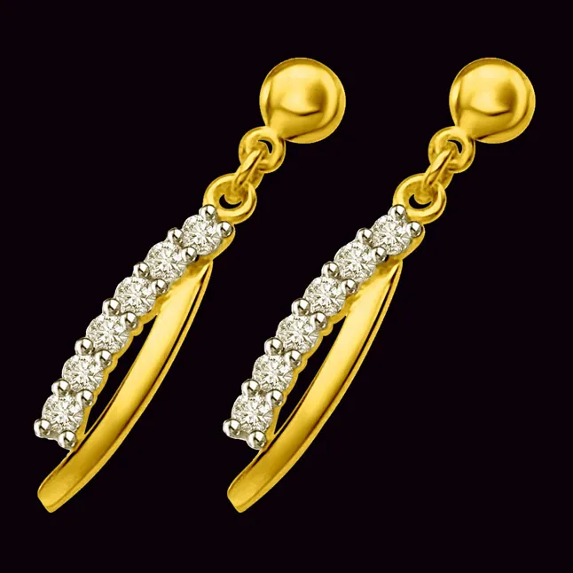 Twisted Dreams 0.30cts Diamond & Yellow Gold Drop Earrings (ER437)