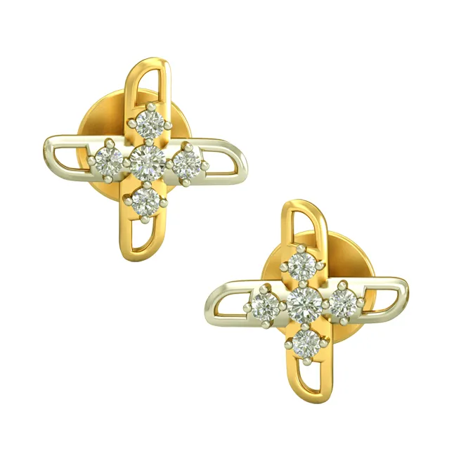 0.30cts Two Tone Diamond Earrings (ER441)